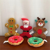 HKM-492115 Plush Sound Toys for Pets - Christmas Cartoon Series with Santa Claus, Elk, and Gingerbread Man Designs
