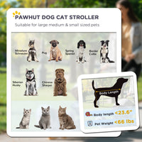 HKM-4921661 Dog Stroller for Pets Up to 66 lbs, Compact and Smooth Folding Design
