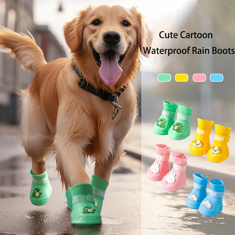HKM-4922813 Waterproof Anti-Slip Rubber Boots for Pets - Flexible, Lightweight Rain Shoes for Dogs and Cats, Various Sizes Available