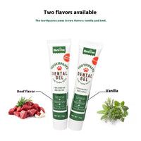 HKM-4923837 Pet Toothpaste and Finger Stall Toothbrush Set for Dogs and Cats - Vanilla and Beef Flavors