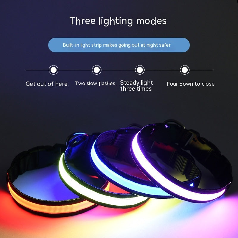 HKM-4923965 Colorful LED Nylon Fishing Line Luminous Collar with USB Rechargeable Battery, 70CM Length