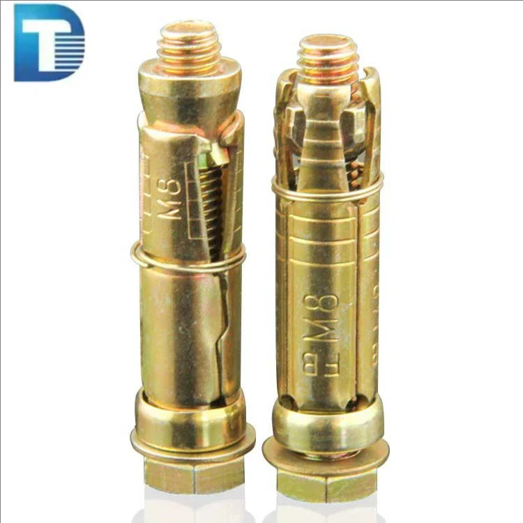 HKM-492499 Heavy Duty Yellow Zinc Plated Shield Anchor Bolt Fasteners - 4PCS Set for Secure Wall Fixing