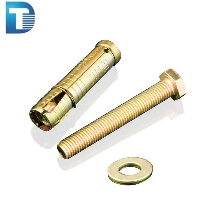 HKM-492499 Heavy Duty Yellow Zinc Plated Shield Anchor Bolt Fasteners - 4PCS Set for Secure Wall Fixing