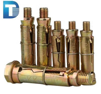 HKM-492499 Heavy Duty Yellow Zinc Plated Shield Anchor Bolt Fasteners - 4PCS Set for Secure Wall Fixing