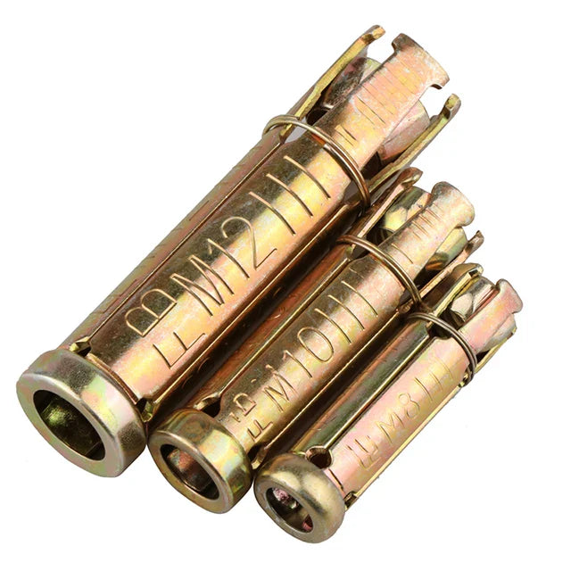 HKM-492499 Heavy Duty Yellow Zinc Plated Shield Anchor Bolt Fasteners - 4PCS Set for Secure Wall Fixing