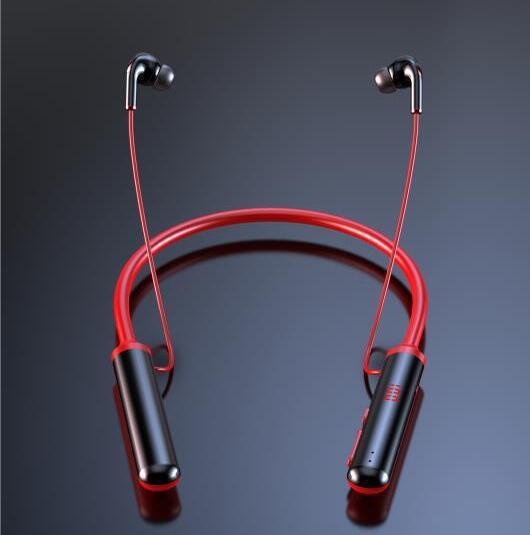HKM-492499 Wireless Neckband Bluetooth Headset with Voice Control and Battery Display, Stereo Sound, Dual Ear Support, 10m Range