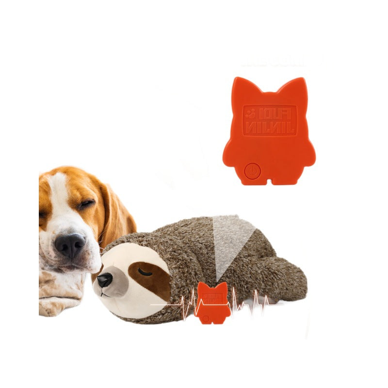 HKM-4925629 Interactive Plush Pet Toy with Heartbeat Device - Sloth Design