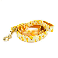 HKM-4925757 Yellow Banana Dog Leash and Collar Set - Adjustable for All Sizes S to XL, Polyester Material