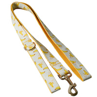 HKM-4925757 Yellow Banana Dog Leash and Collar Set - Adjustable for All Sizes S to XL, Polyester Material
