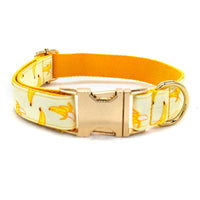 HKM-4925757 Yellow Banana Dog Leash and Collar Set - Adjustable for All Sizes S to XL, Polyester Material