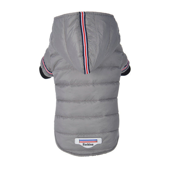 HKM-4926525 Cozy Cotton-Padded Pet Clothing for Warmth in Red and Gray, Sizes XS-XL