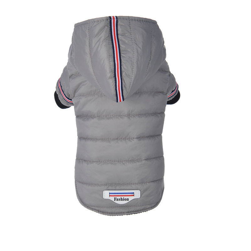 HKM-4926525 Cozy Cotton-Padded Pet Clothing for Warmth in Red and Gray, Sizes XS-XL