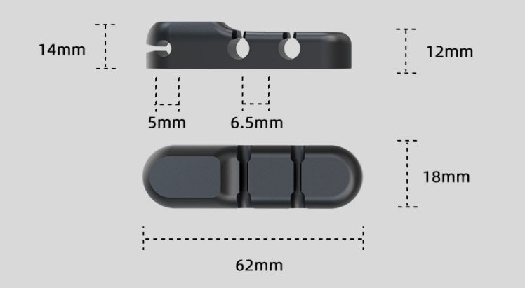 HKM-492819 Self-Adhesive Silicone Cable Organizer for Data, Charging, and Power Cables - Multiple Hole Options Available
