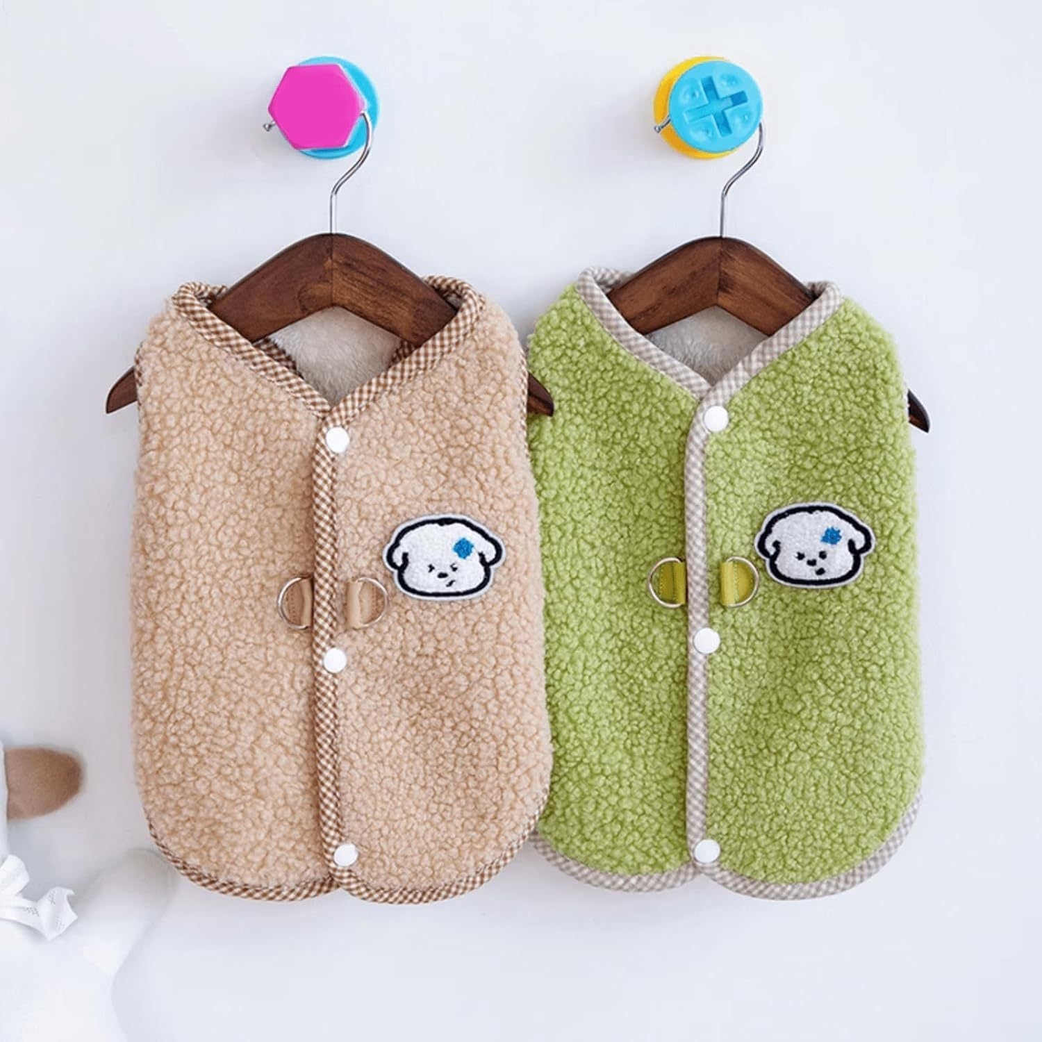 HKM-492883 Cozy Coral Fleece Dog Vest with Leash Ring for Small Dogs and Indoor Cats