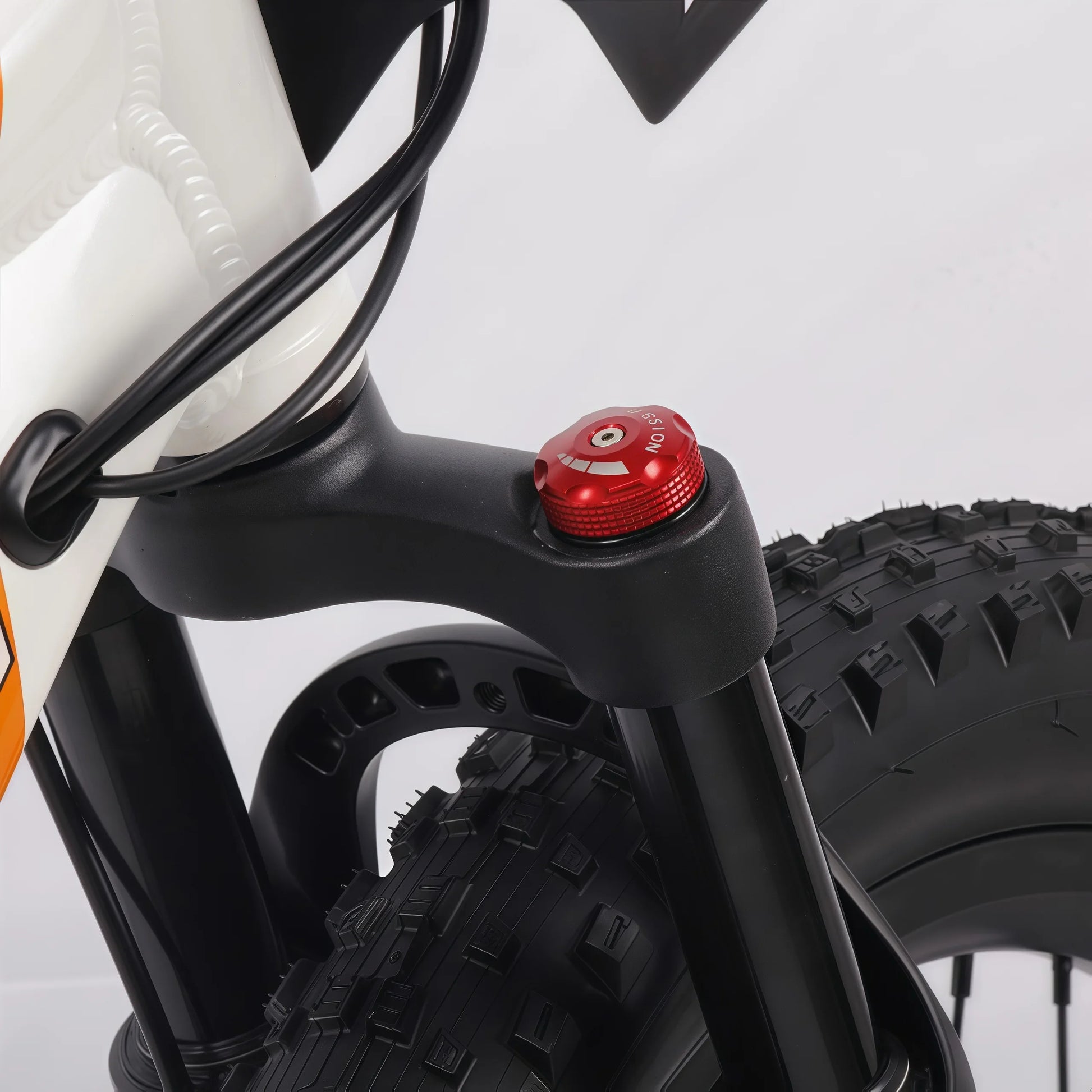 HKM-492883 Extreme Electric Bike for Kids - White/Orange, Battery-Powered, Off-Road Tires, Safe and Comfortable Ride
