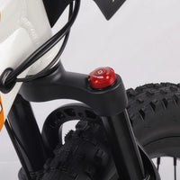 HKM-492883 Extreme Electric Bike for Kids - White/Orange, Battery-Powered, Off-Road Tires, Safe and Comfortable Ride