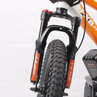 HKM-492883 Extreme Electric Bike for Kids - White/Orange, Battery-Powered, Off-Road Tires, Safe and Comfortable Ride