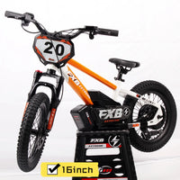 HKM-492883 Extreme Electric Bike for Kids - White/Orange, Battery-Powered, Off-Road Tires, Safe and Comfortable Ride