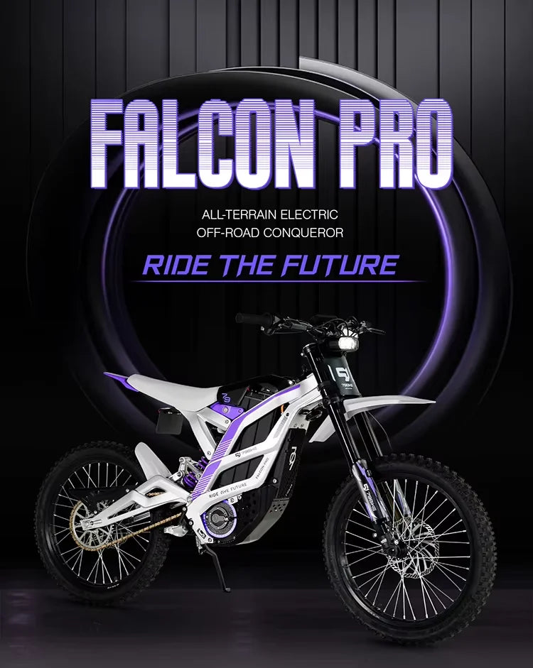 HKM-493011 Falcon Pro Electric Dirt Bike 72V 10kW Full Suspension Off-Road Motorcycle 85 km/h Top Speed