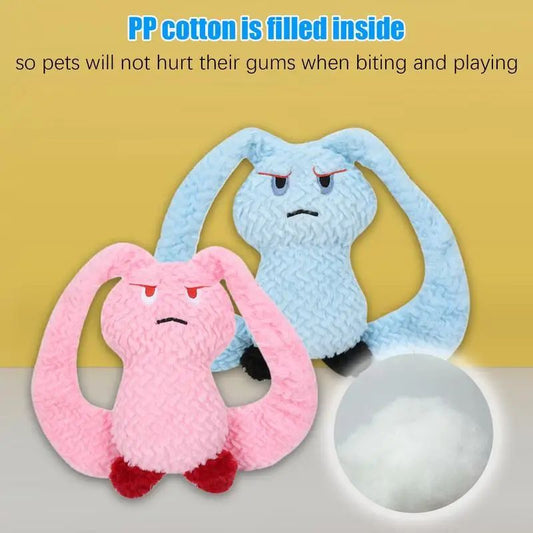 HKM-4931389 Plush Bunny Dog Teething Toy for Medium Small Puppies - Squeaky Chewable Stuffed Animal