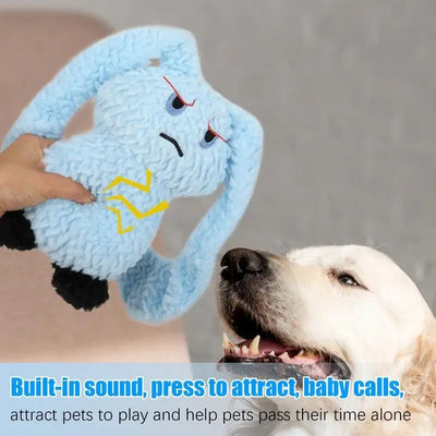 HKM-4931389 Plush Bunny Dog Teething Toy for Medium Small Puppies - Squeaky Chewable Stuffed Animal