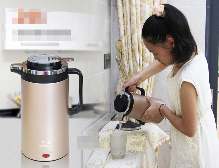 HKM-493139 Double Insulated Stainless Steel Mini Electric Kettle - 1.8L Capacity