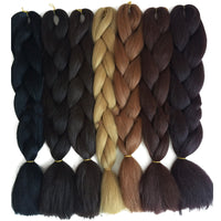 HKM-493203 Jumbo Braiding Hair Crochet Braids for Kids and Women - 24in Straight High Temperature Fiber, Pure Color