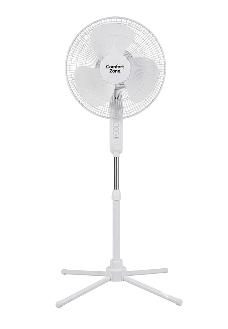 HKM-4934995 16 Inch Electric Oscillating Pedestal Fan with 3 Speed Settings, Adjustable Height and Tilt, Ideal for Home and Office