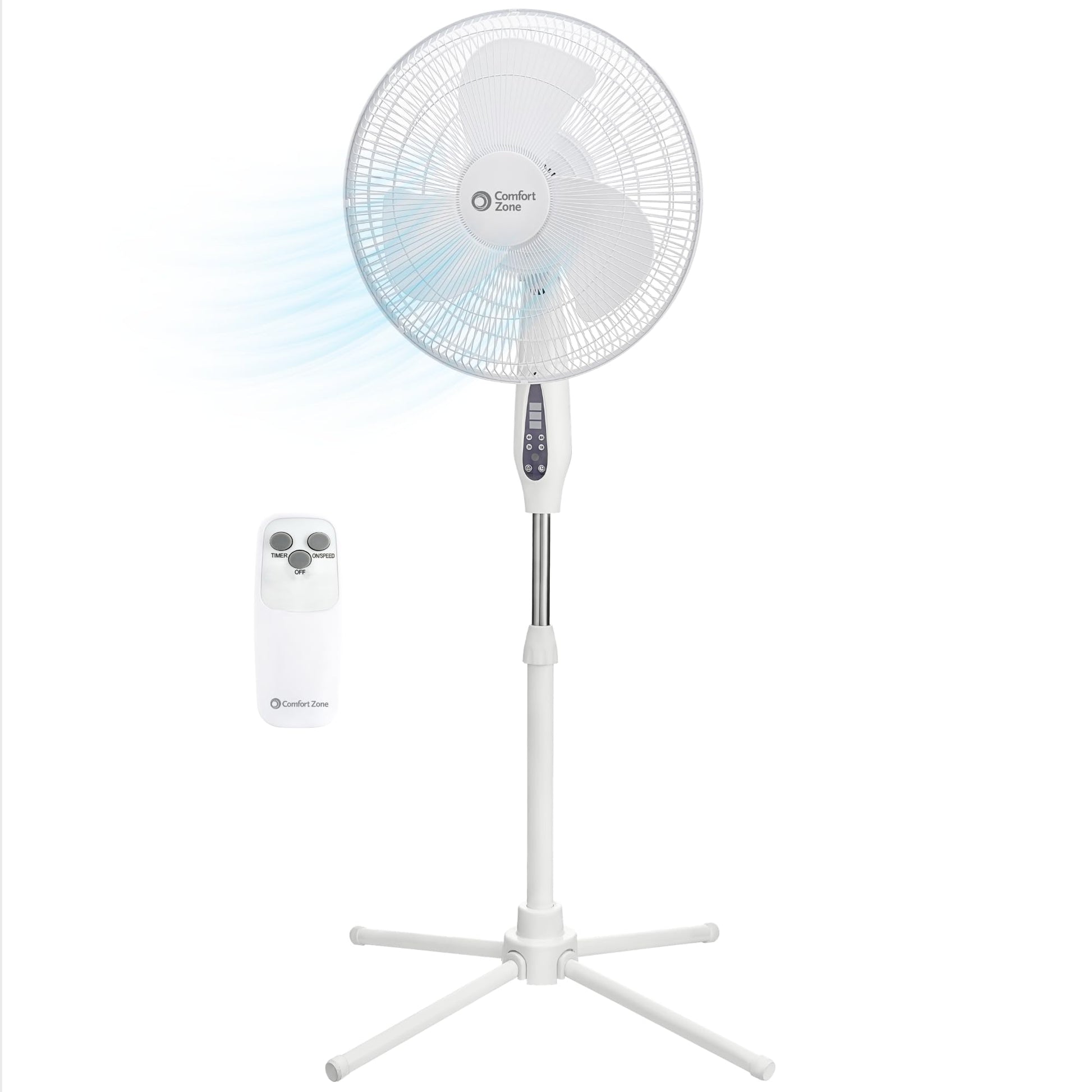 HKM-4934995 16 Inch Electric Oscillating Pedestal Fan with 3 Speed Settings, Adjustable Height and Tilt, Ideal for Home and Office