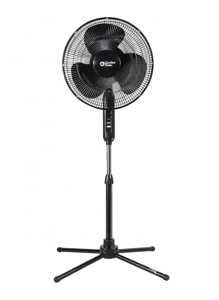 HKM-4934995 16 Inch Electric Oscillating Pedestal Fan with 3 Speed Settings, Adjustable Height and Tilt, Ideal for Home and Office