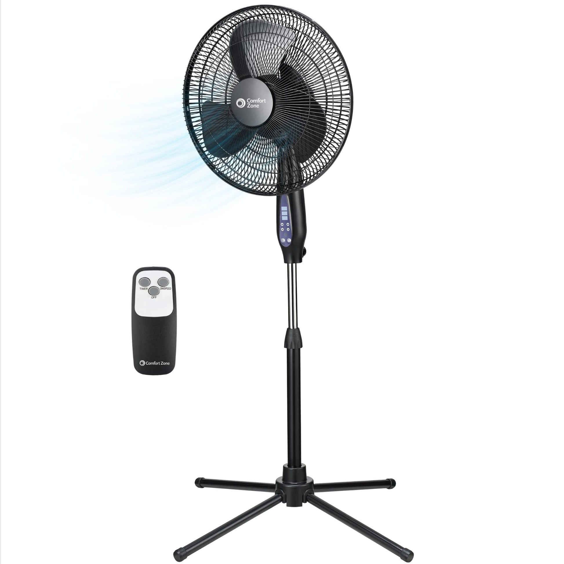 HKM-4934995 16 Inch Electric Oscillating Pedestal Fan with 3 Speed Settings, Adjustable Height and Tilt, Ideal for Home and Office
