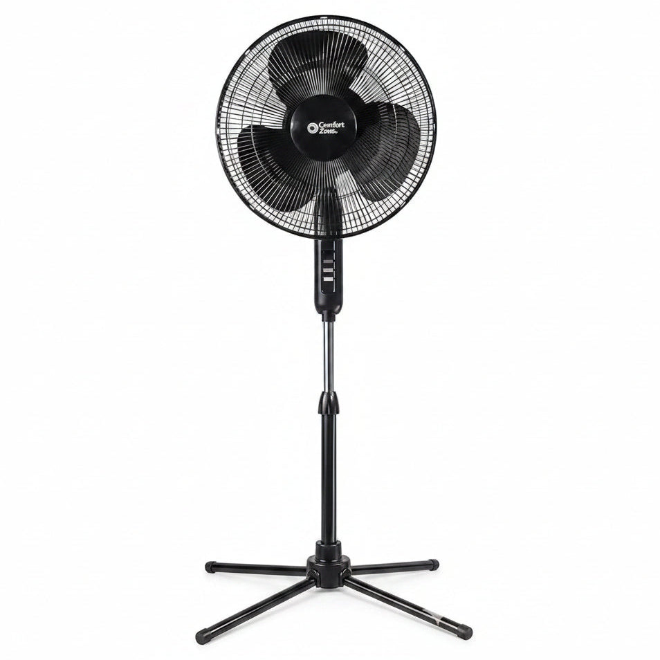 HKM-4934995 16 Inch Electric Oscillating Pedestal Fan with 3 Speed Settings, Adjustable Height and Tilt, Ideal for Home and Office