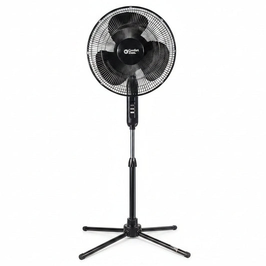 HKM-4934995 16 Inch Electric Oscillating Pedestal Fan with 3 Speed Settings, Adjustable Height and Tilt, Ideal for Home and Office