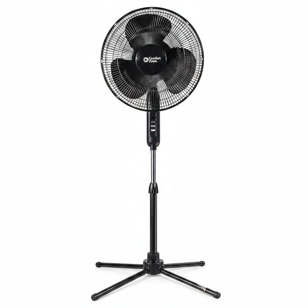 HKM-4934995 16 Inch Electric Oscillating Pedestal Fan with 3 Speed Settings, Adjustable Height and Tilt Ideal for Home and Office