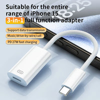 HKM-493523 iPhone 15 8Pin Female to USB C Male Earphone Adapter for Charging and Data Transmission