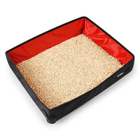 HKM-4935357 Foldable Portable Cat Litter Box in Red and Black – Small and Large Sizes Available