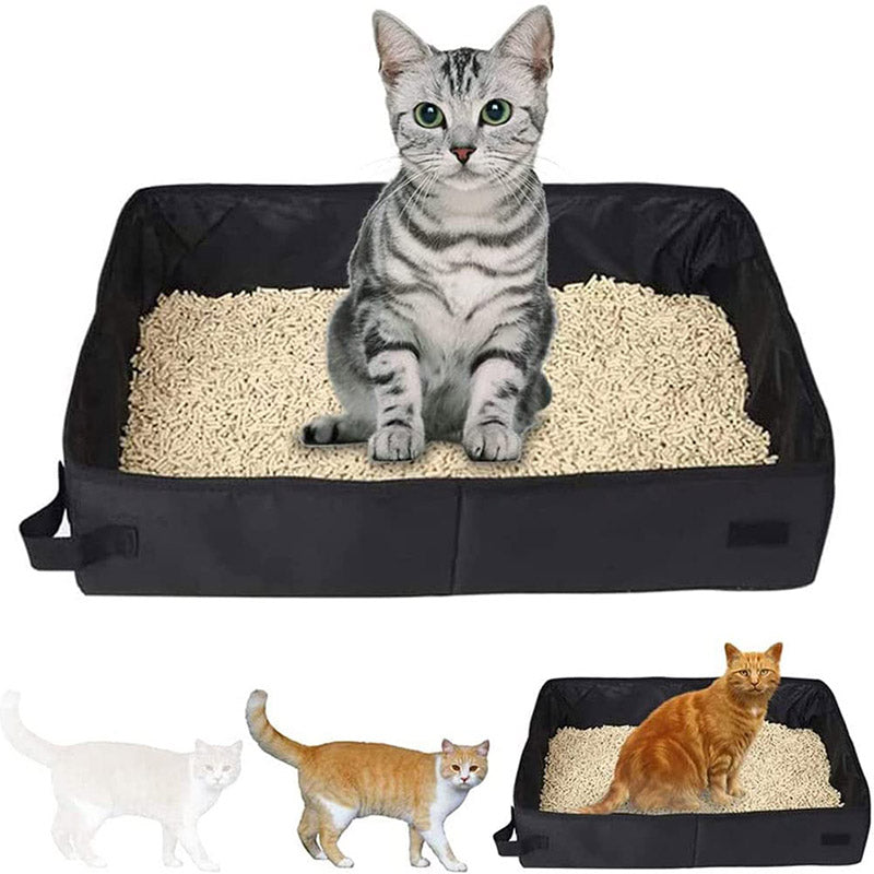 HKM-4935357 Foldable Portable Cat Litter Box in Red and Black – Small and Large Sizes Available