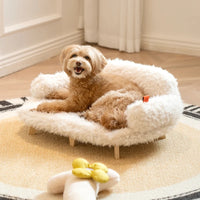HKM-4936125 Luxury Wooden Pet Bed for Dogs and Cats ¨C Multi-Layer Plywood with Velvet Cushion in Elegant Colors