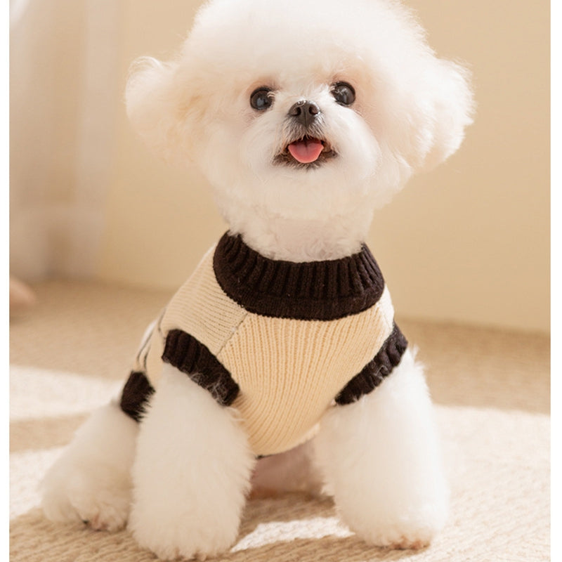 HKM-4936253 Warm Knit Dog Sweater with Monster Pattern for Small to Medium Pets - Cozy and Breathable Cardigan for Fall and Winter