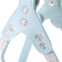 HKM-4936765 Rhinestone Suede Chest Strap for Small to Medium Dogs with Crystal Bone Pendant