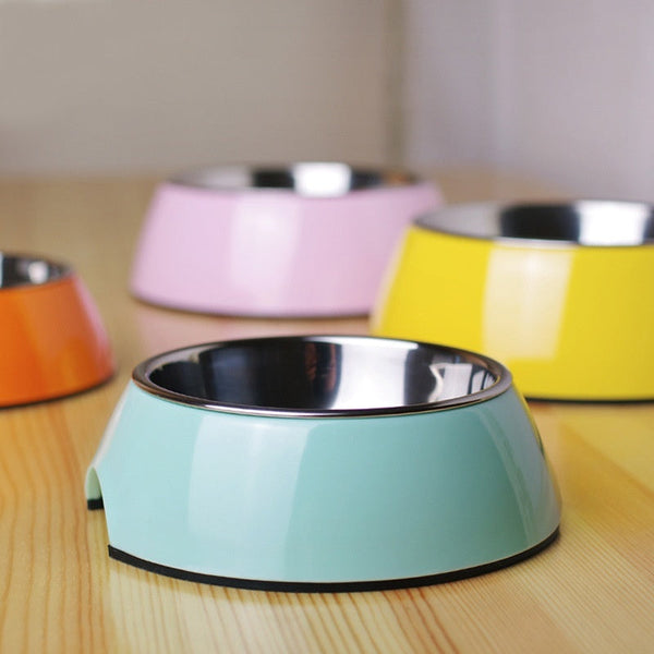 HKM-4937661 Melamine and Stainless Steel Pet Bowl - Multiple Sizes and Colors Available