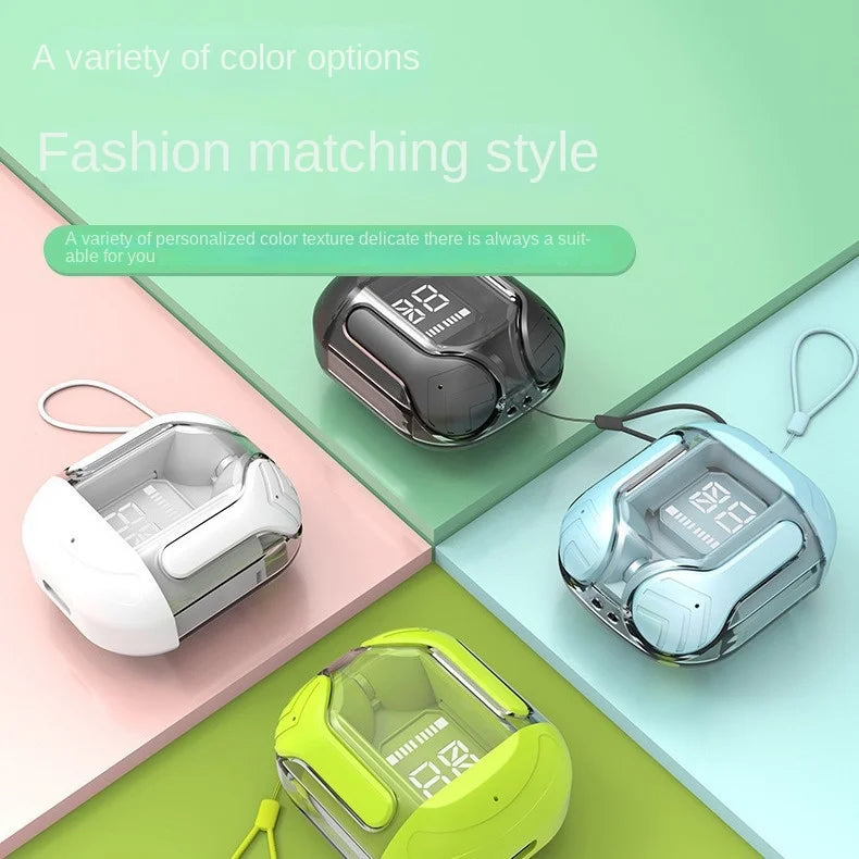 HKM-493779 Wireless Bluetooth In-Ear Headset with LED Display and Transparent Design