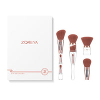 HKM-493843 Transparent Acrylic Makeup Brush Set - 9 Essential Brushes with Man-Made Fiber Bristles