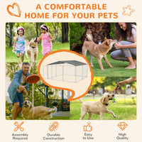 HKM-4941117 Outdoor Dog Kennel Run with Canopy - Spacious 13' x 13' x 7.5' Steel Enclosure for Large Dogs