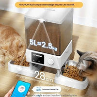HKM-4941245 Smart Automatic Cat Feeder with Dual Bowls and Visual Timer for Portion Control