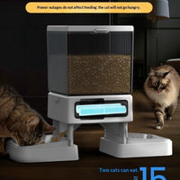 HKM-4941245 Smart Automatic Cat Feeder with Dual Bowls and Visual Timer for Portion Control