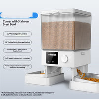 HKM-4941245 Smart Automatic Cat Feeder with Dual Bowls and Visual Timer for Portion Control