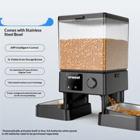 HKM-4941245 Smart Automatic Cat Feeder with Dual Bowls and Visual Timer for Portion Control