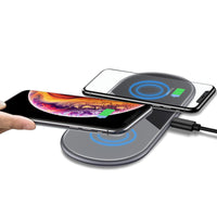 HKM-494163 Dual Wireless Charging Station with Indicator - Compatible with Type-C Devices, Starry Gray and Cool Silver