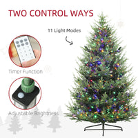 HKM-494227 9 ft Green Prelit Artificial Christmas Tree with 300 LED Lights and Wide Metal Base